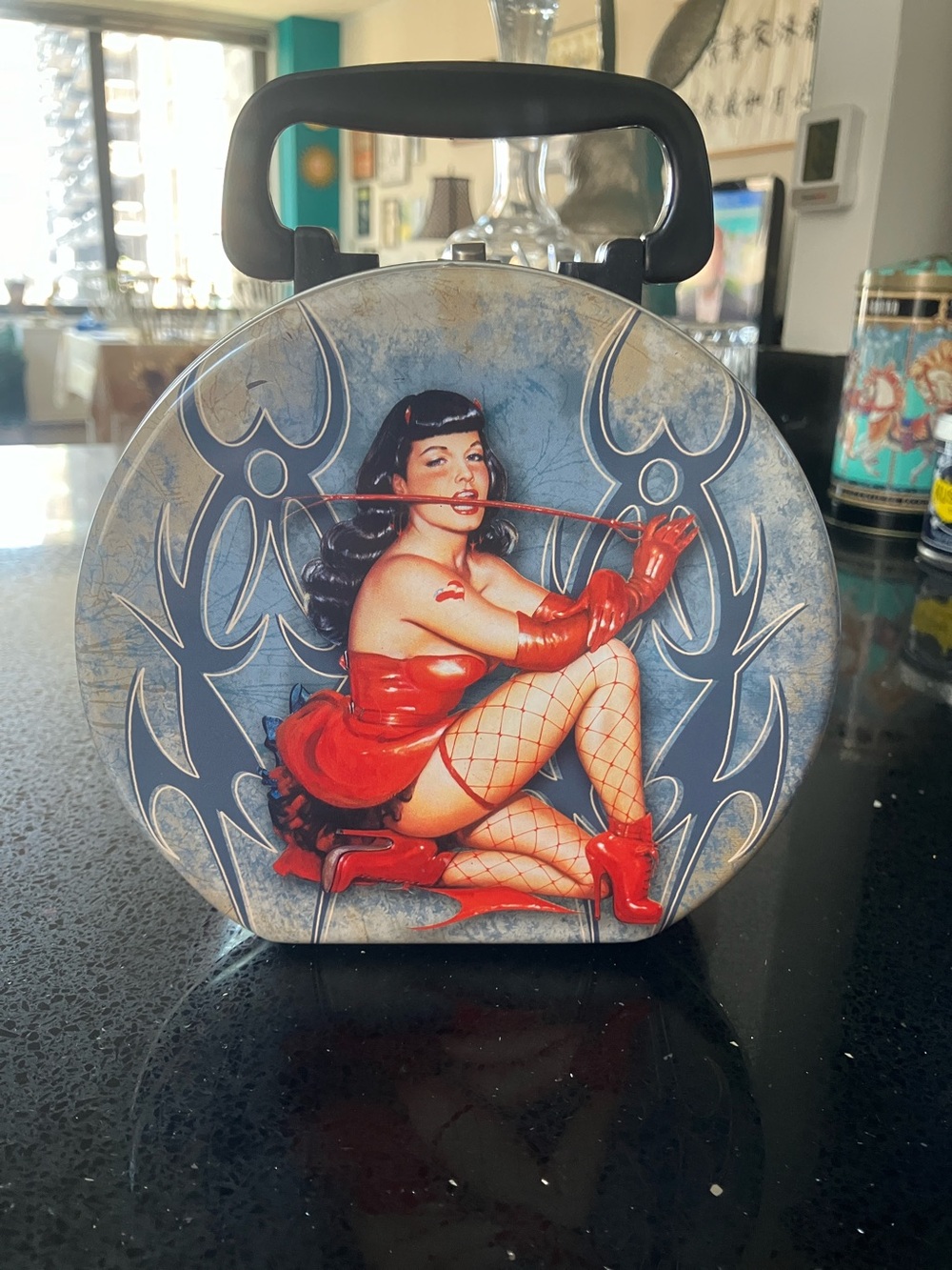Bettie Page Vintage-Inspired Red Pinup Metal Purse